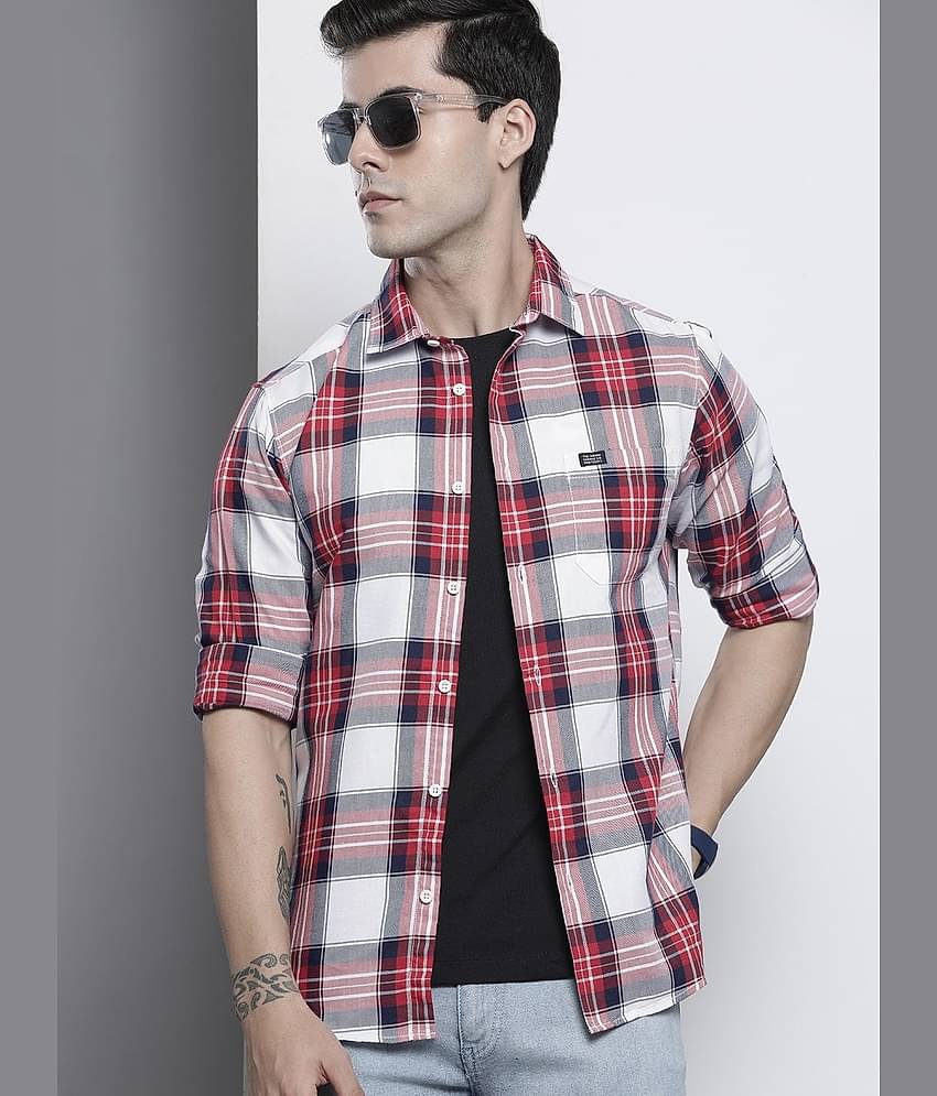 The Indian Garage Co Men Red Comfort Tartan Checks Checked Casual Shirt