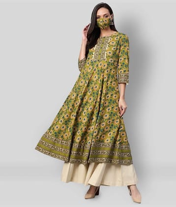 Yash Gallery Pack of 1 Cotton Printed Flared Women's Kurti - ( Multicolor )