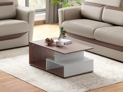Ewa Engineered Wood Coffee Table - 1-Year Warranty, Brown, Particle Board
