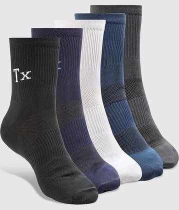 Texlon Nylon Men's Self Design Multicolor Mid Length Socks ( Pack of 5 )