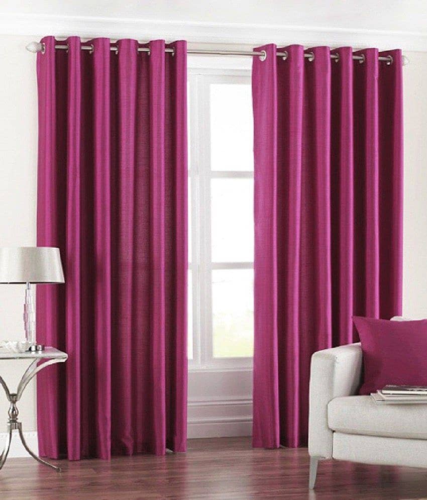 Homefab India Plain Semi-Transparent Eyelet Long Door Curtain 8ft (Pack of 2) - Indigo