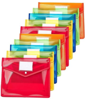 FSN-Plastic Envelope Folder,Transparent Poly-Plastic A4 Documents File Storage Bag With Snap Button (pack of 10)