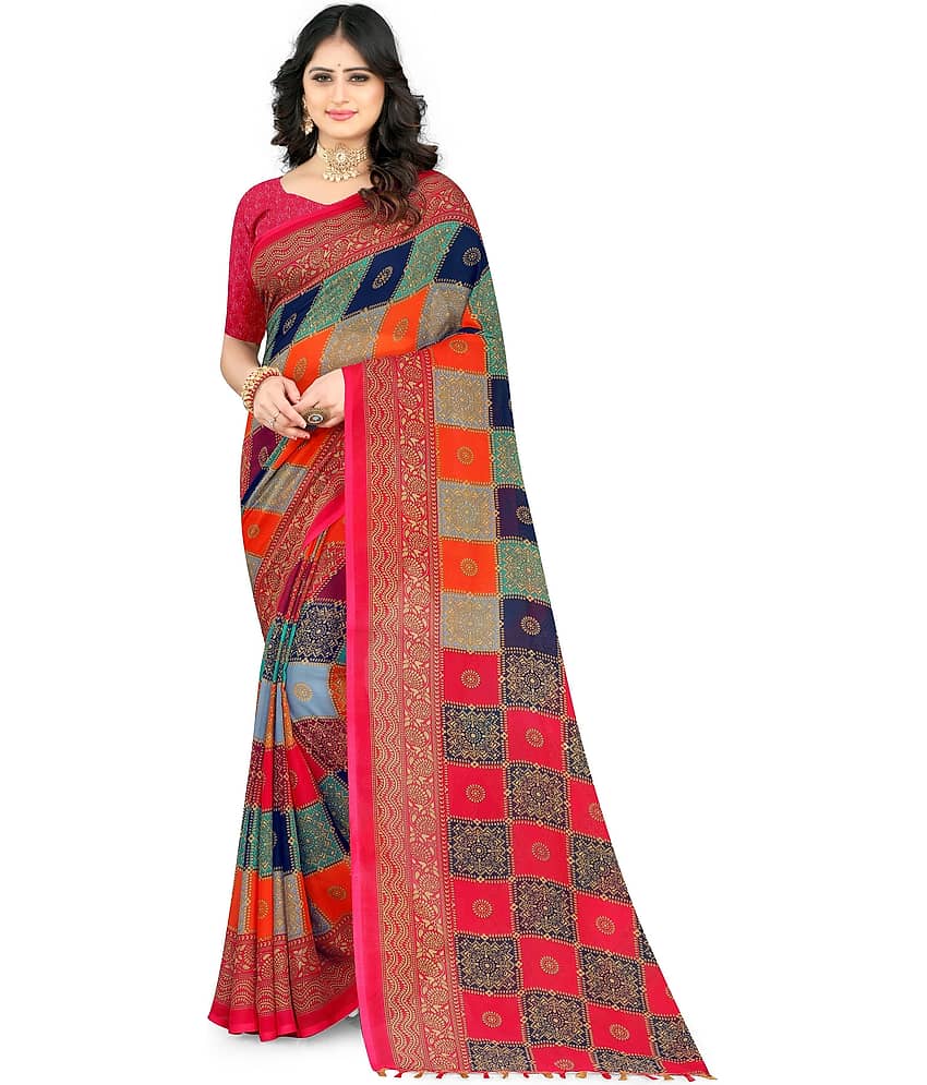 LEELAVATI Georgette Embroidered Saree With Unstitched Blouse Piece ( Multicolor )