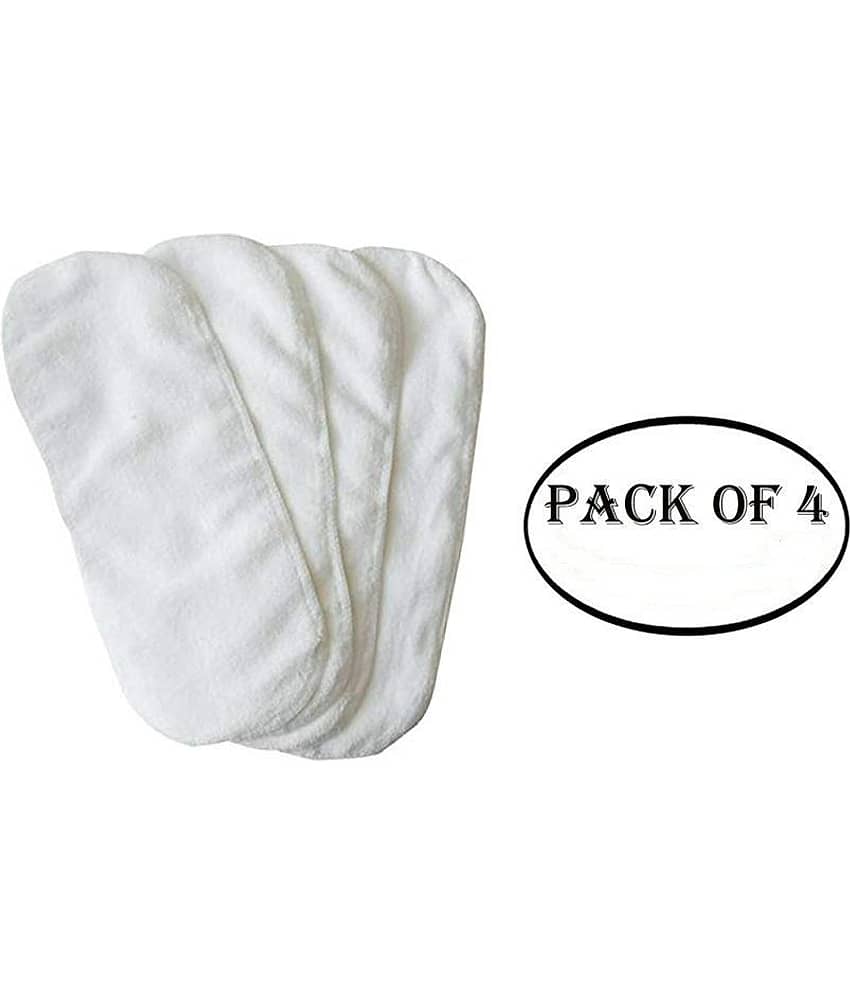 YUTIRITI 4Pc Washable Microfiber Diaper Changing Insert Cloth Pad Cover for Babies - White