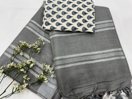 Beautiful Handloom Cotton linen Saree