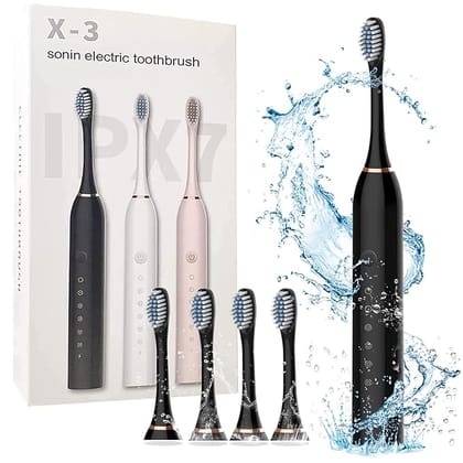 Electric Toothbrushes USB Rechargeable Ultrasonic Tooth Brush with 3 Brush Heads 6 Cleaning Modes and Smart Timer IPX7 Waterproof Cleaning Toothbrushes for Adults and Kids (Multicolour)