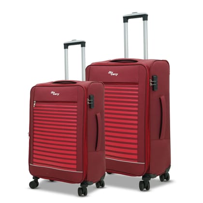 Sky Carry Stripe On 2-Piece Luggage Set | Expandable & Anti-Theft | 360 Dual Spinner Wheels | AVIATION GRADE Aluminium Telescopic Handle | Durable Twill Material (Red) Sky Carry Stripe On 2-Piece Luggage Set | Expandable & Anti-Theft | 360 Dual Spinner Wheels | AVIATION GRADE Aluminium Telescopic Handle | Durable Twill Material (Red)