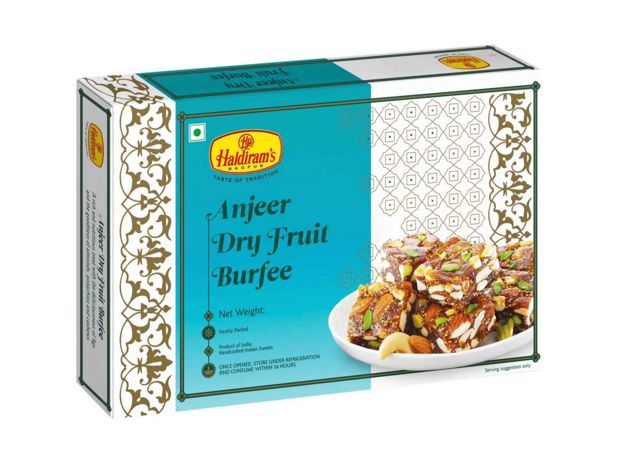  Haldiram's Anjeer Dryfruit Burfee Packed Sweets - 500 Gm - Pack of 2