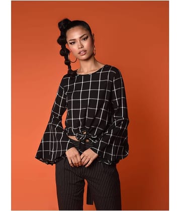 Chimpaaanzee Women's Viscose Knot Front Top ( Black )