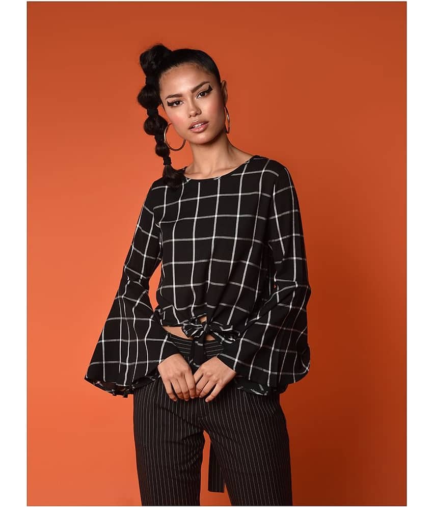 Chimpaaanzee Women's Viscose Knot Front Top ( Black )