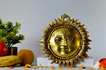 Brass Sun Wall Hanging (Color - Golden, Size - 8H *8L*1.5B) by Snova Enterprises