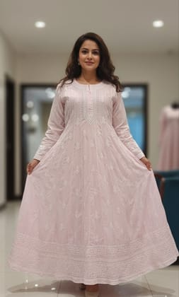 Premium Cotton Anarkali Ethinic Chikankari