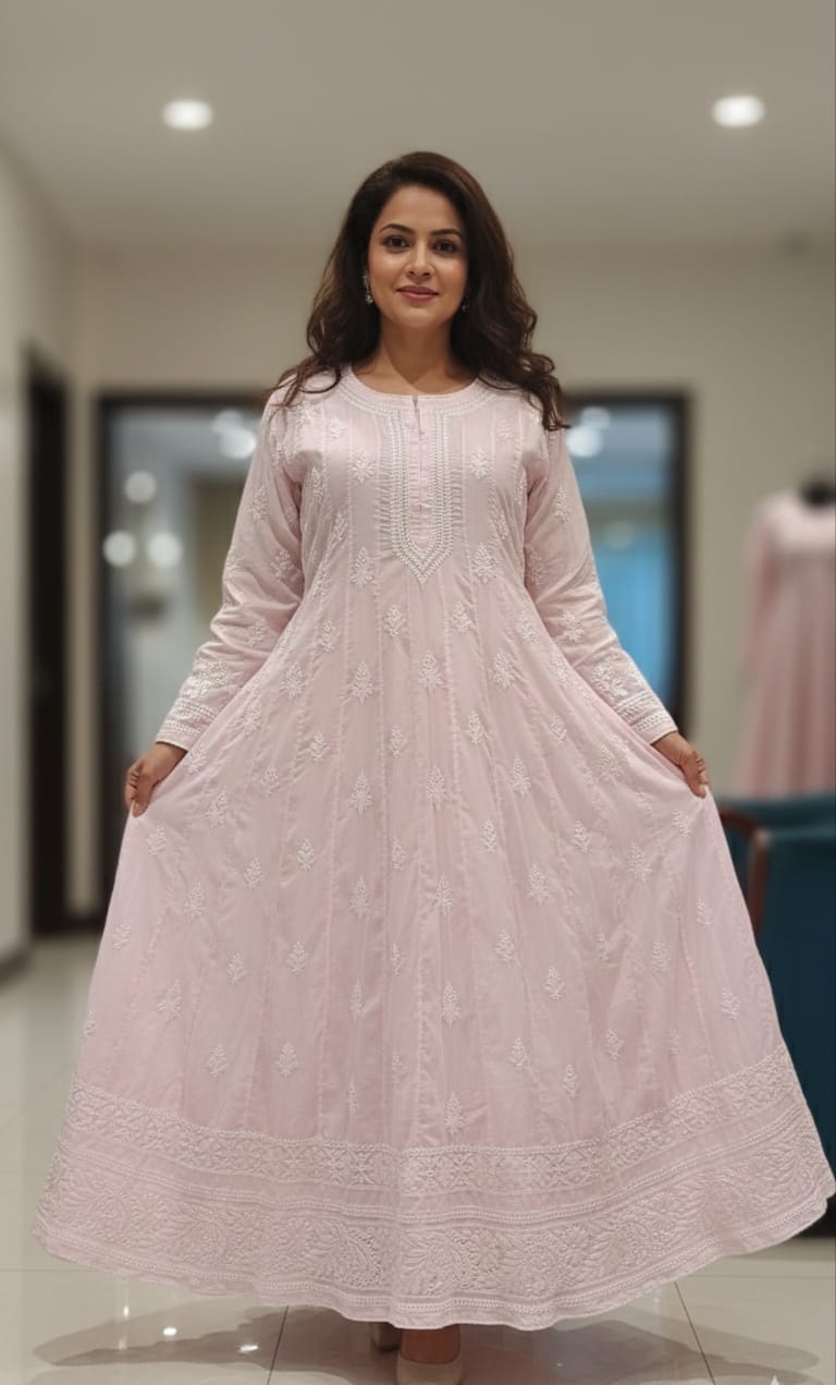 Premium Cotton Anarkali Ethinic Chikankari