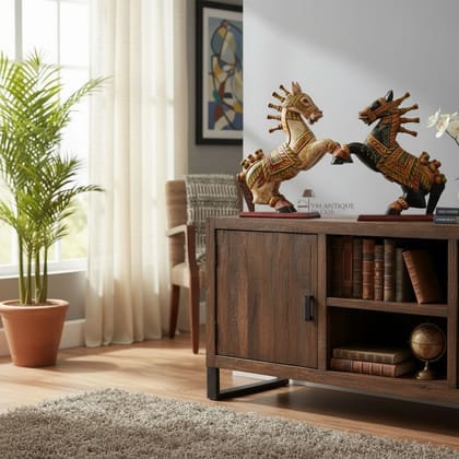 Wooden Showpiece Horse-Statue, Table Decoration Horse-Statue, Running Horse-Statue For Home