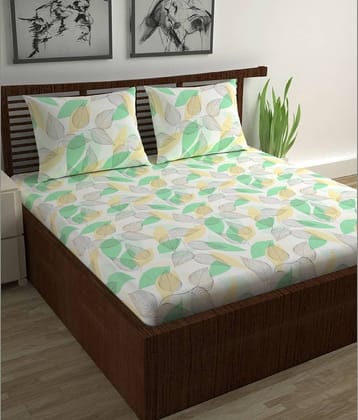 DIVINE CASA Cotton Double Bedsheet ( Green )