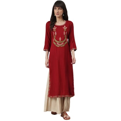 Maroon Embroidery Kurta Sharara Set-M