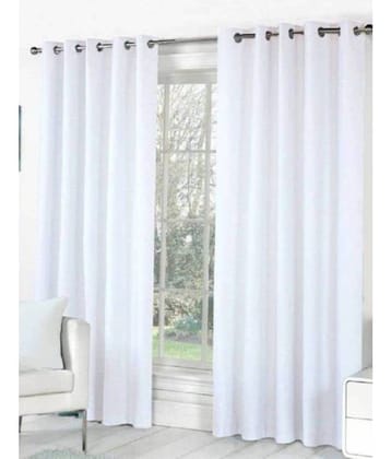 N2C Home Solid Semi-Transparent Eyelet Curtain 5 ft ( Pack of 2 ) - White
