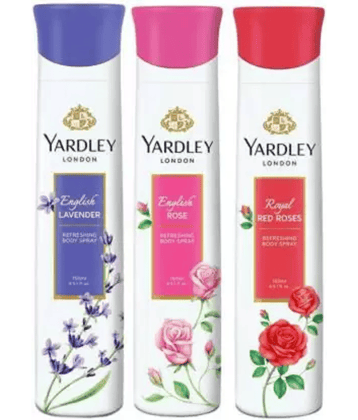 Yardley London English Lavender+English Rose+Red Roses Deodorant Body Spray - For Women  (150 ml each, Pack of 3).