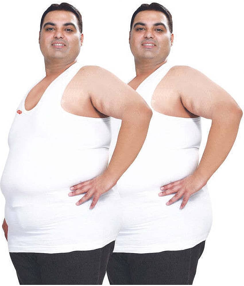 TT Pack of 2 Cotton Basic Vest For Men ( White )