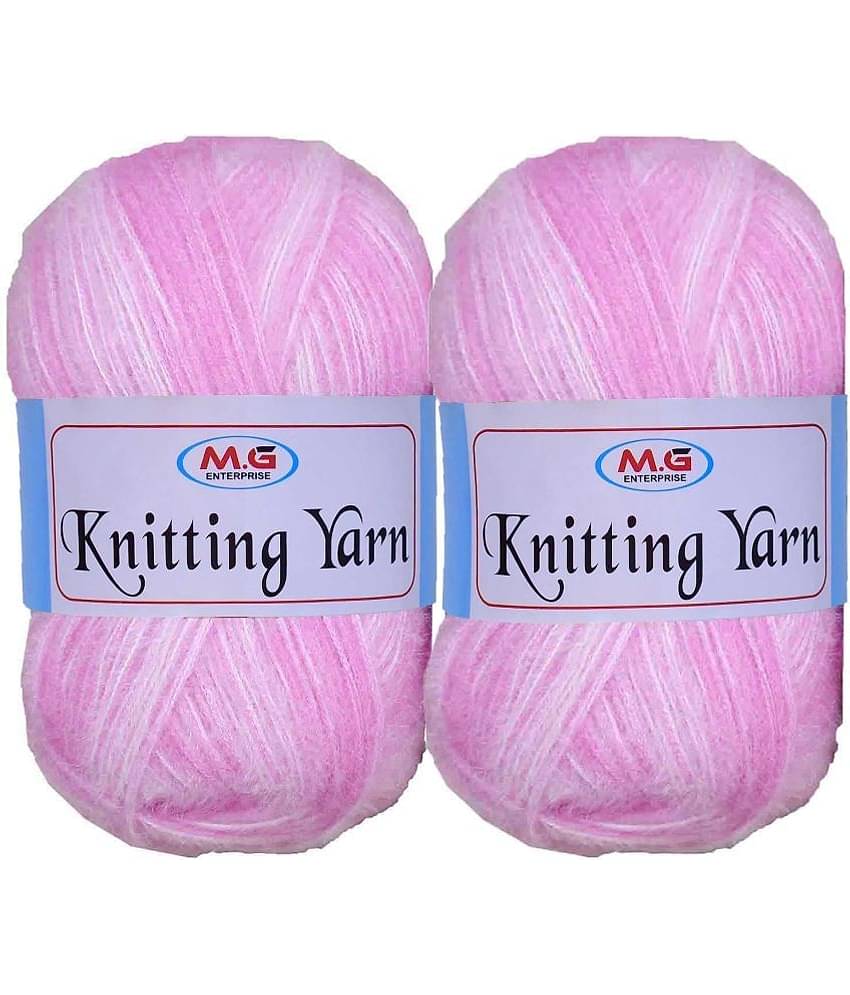 Knitting Wool Yarn, Soft Fancy Feather Wool  Multi Pink 200 gm- Art-HEA