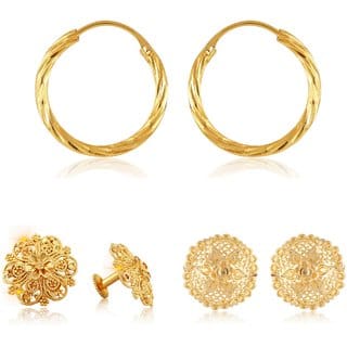 Sizzling Graceful Alloy Gold Plated Stud and Bali Earring Combo set For Women and Girls