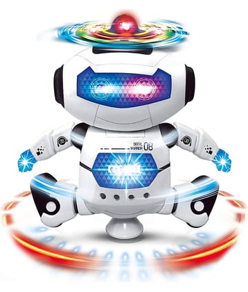 360° Rotating Dancing Robot's with Multicolor 3D Lights and Music, Non Toxic Plastic - (Multicolor)