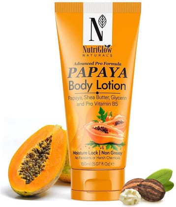 NutriGlow NATURAL'S Advanced Pro Formula Papaya Body Lotion for Daily Use, Hydration, Moisture Lock Shea Butter, 150ml