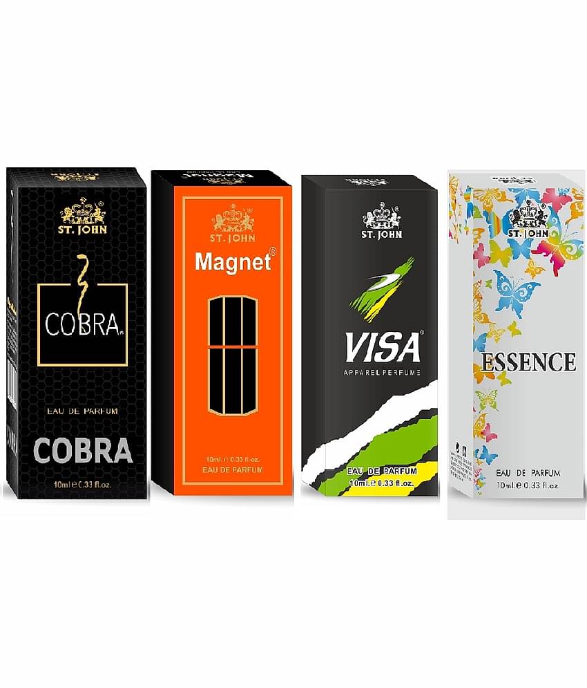 ST.JOHN Cobra ,Magnet,Visa & Essence Pocket Perfume For Men 10ml Each (30ml) - Pack of 4