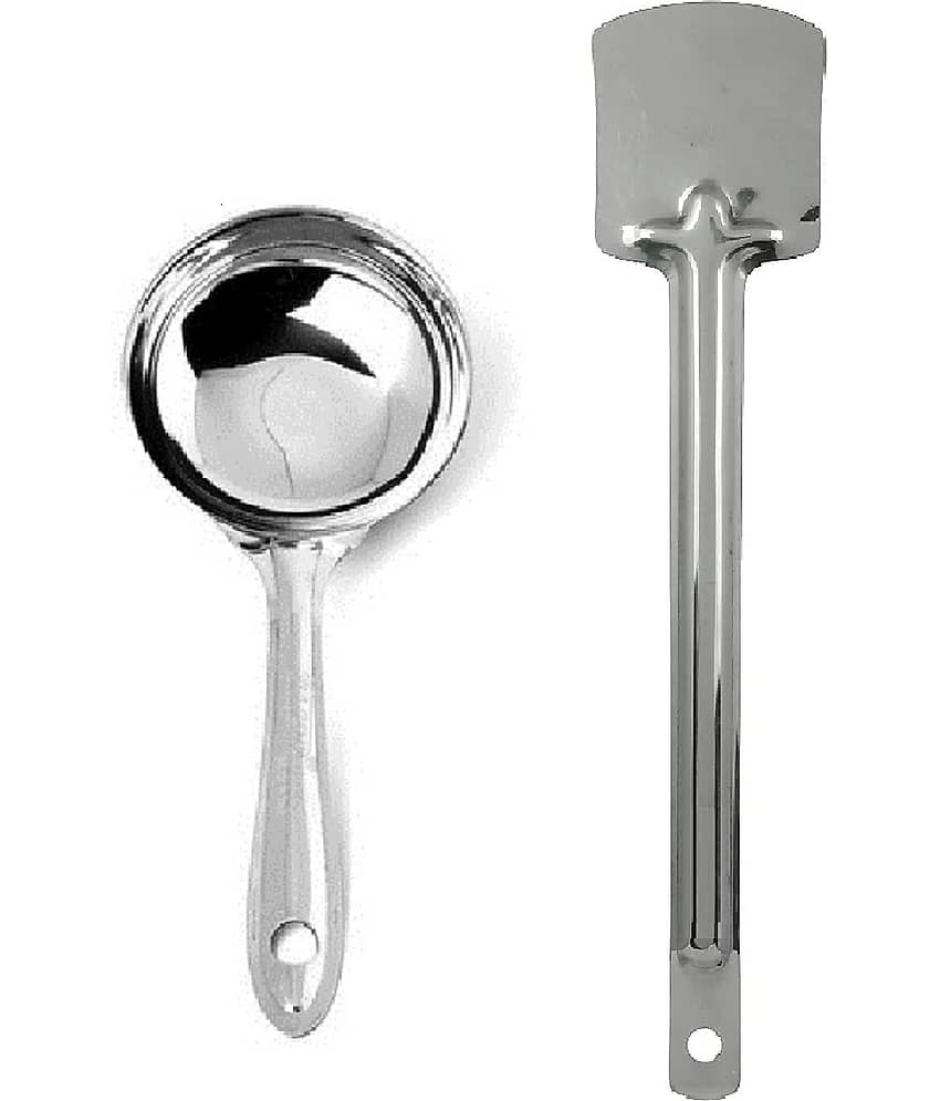 Dynore - Silver Stainless Steel Serving Spoon ( Pack of 2 )