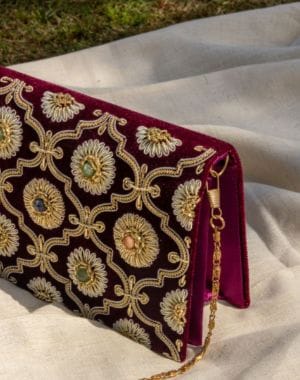 Kat Jaal Zardozi Sling Purse | Elegant Handcrafted Embroidered Bag