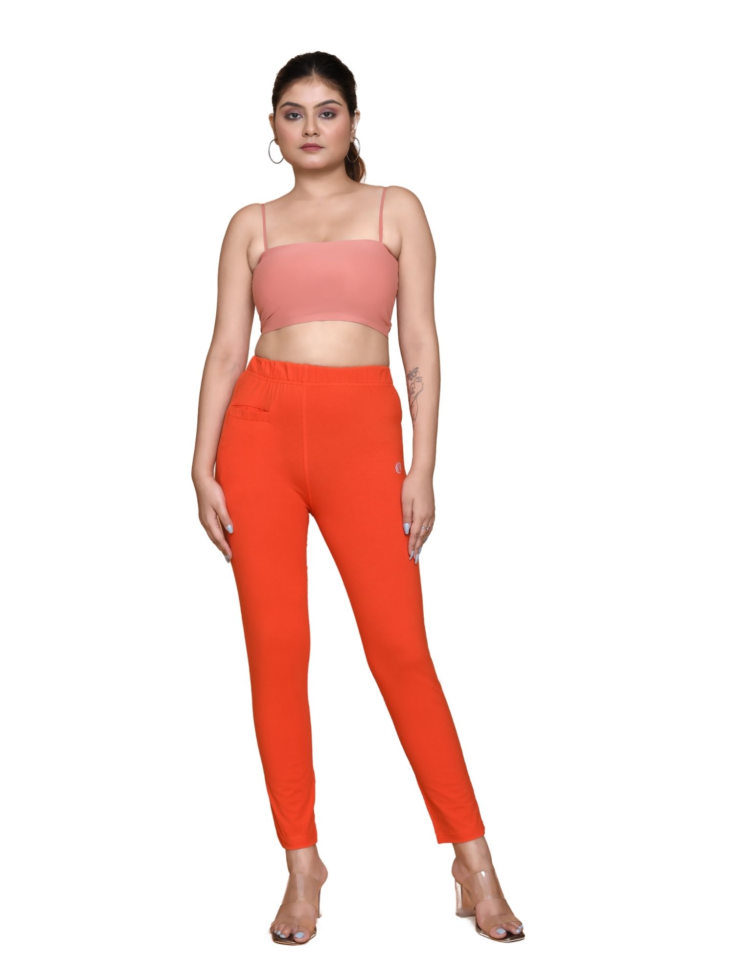 135AFR 4Cats Plus Size Royal Kurti Pants - Orange