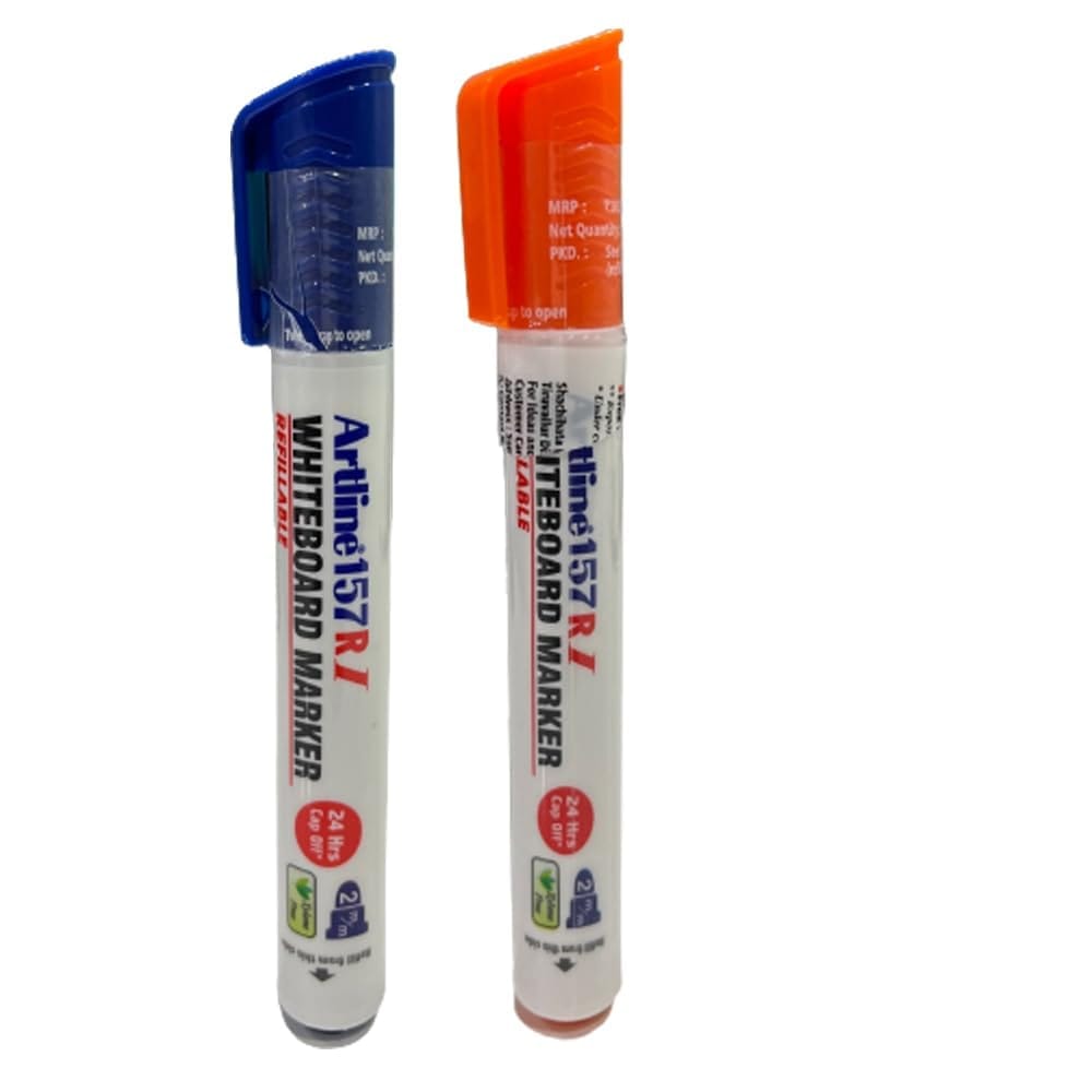 Artline 157RI Whiteboard Marker Pack of 10 (Blue and Orange Colours) | Quick Drying, Dry Wipe Ink, Low Odor