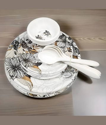 Inpro Melamine Dinner Set Pack Of 16 Multicolor Melamine Dinner Set ( Pack of 16 )