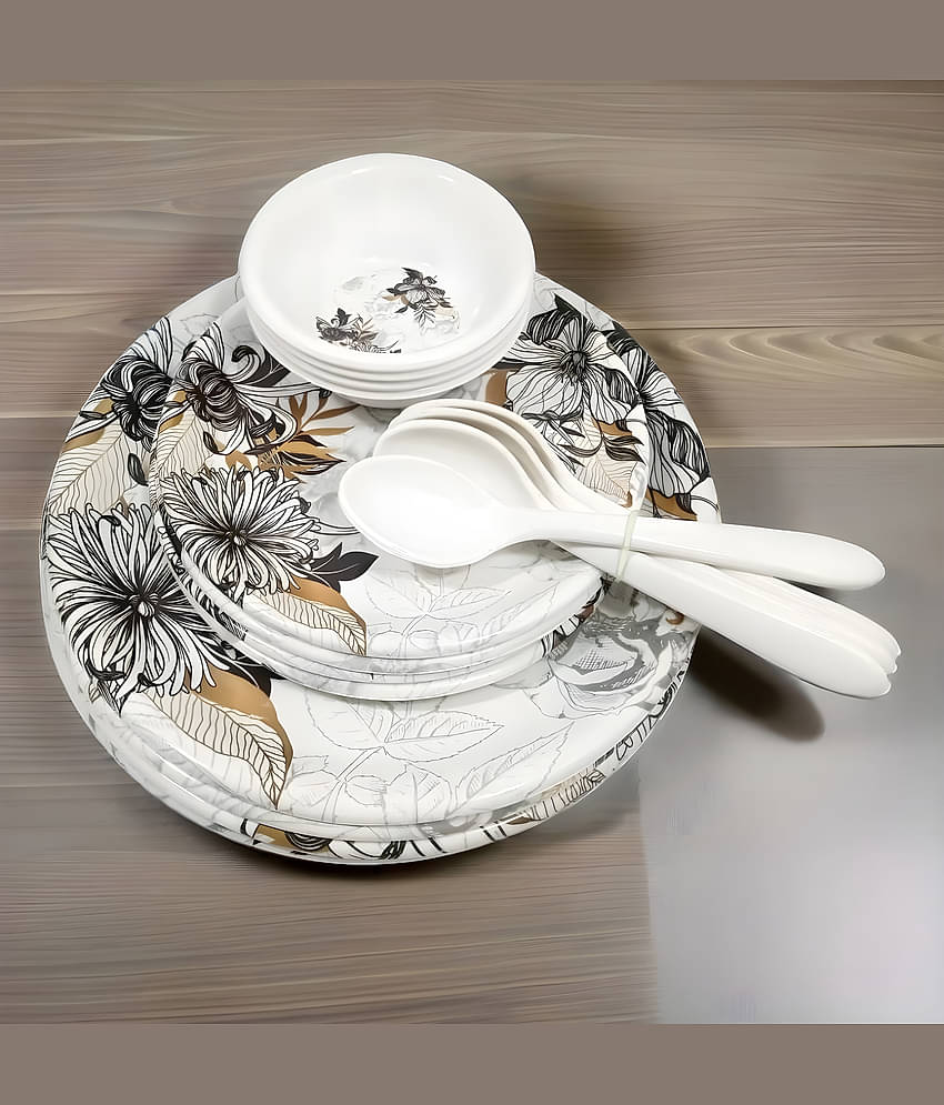 Inpro Melamine Dinner Set Pack Of 16 Multicolor Melamine Dinner Set ( Pack of 16 )