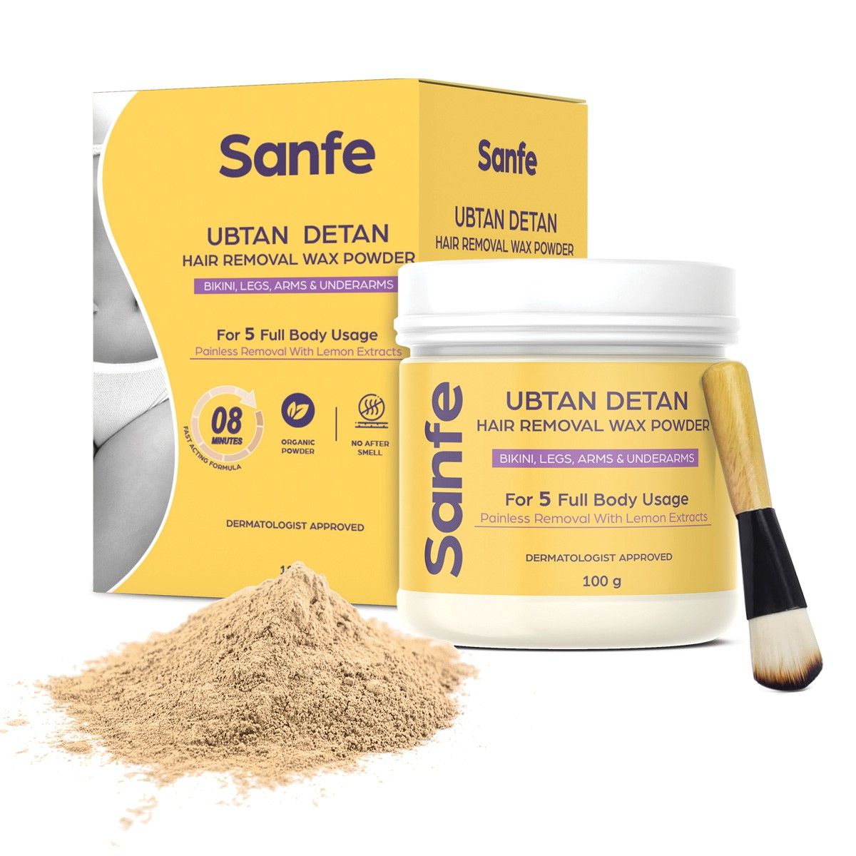 Sanfe Ubtan Detan Hair Removal Wax Powder - 100g