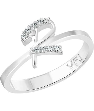 Vighnaharta Initial ''R'' Alphabet (Cz) Rhodium Plated Alloy Ring For Women