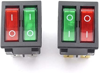 MM Toys Red Green Multifunction Boat Rocker Switch with Light, Suitable for Kids Battery Operated Car Ride-On Jeep/Car/Bike Replacment Part Accessories Snap 16A 250V, 20A 125V 6Pin 2 Position