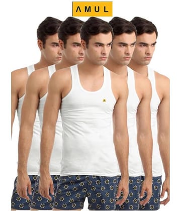Macho White Sleeveless Vests Pack of 5
