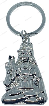 KD COLLECTIONS Lord Shiv Shankar Bholenath Mahadev Mahakaal Adiyogi Keychain – Silver Color – Pack of 1 Keychain
