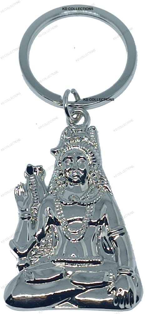 KD COLLECTIONS Lord Shiv Shankar Bholenath Mahadev Mahakaal Adiyogi Keychain – Silver Color – Pack of 1 Keychain