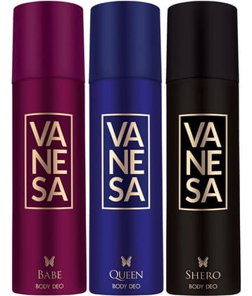Vanesa Babe, Queen, Shero Deodorant Spray For Women 150Ml Each(Pack Of 3)