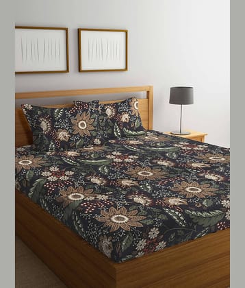 FABINALIV Poly Cotton 1 Double King Bedsheet with 2 Pillow Covers ( White )