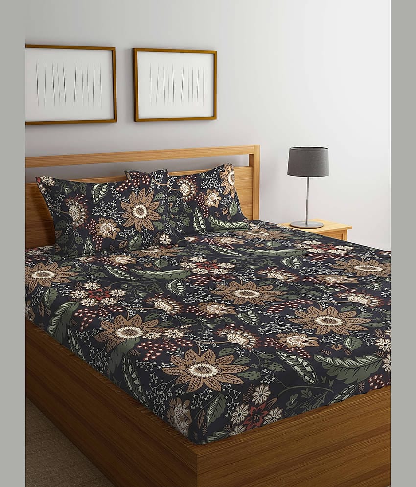 FABINALIV Poly Cotton 1 Double King Bedsheet with 2 Pillow Covers ( White )