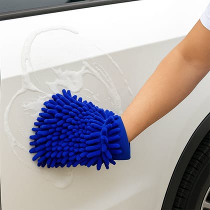 Car / Bike Cleaning Combo Microfiber Car Wash Sponge and Gloves, Automobile Cleaning Sponges, 2 Wash Towel, 1 Brush, 1 Sponge, 1 Gloves, Car Wash Cleaning Tools Kit (5 Pcs Set)