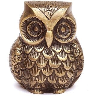 Sambhaav Small Adorable Golden Owl Statue For Home Decoration 2.5 Inch