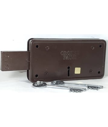 CRONEX (Fauji) Side Shutter/Gate Lock with 2 Keys 3 Turn Throw with 8 Lever Combination Lock Powder Coated Finish (Brown)