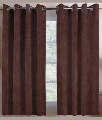 N2C Home Solid Semi-Transparent Eyelet Curtain 5 ft ( Pack of 2 ) - Brown