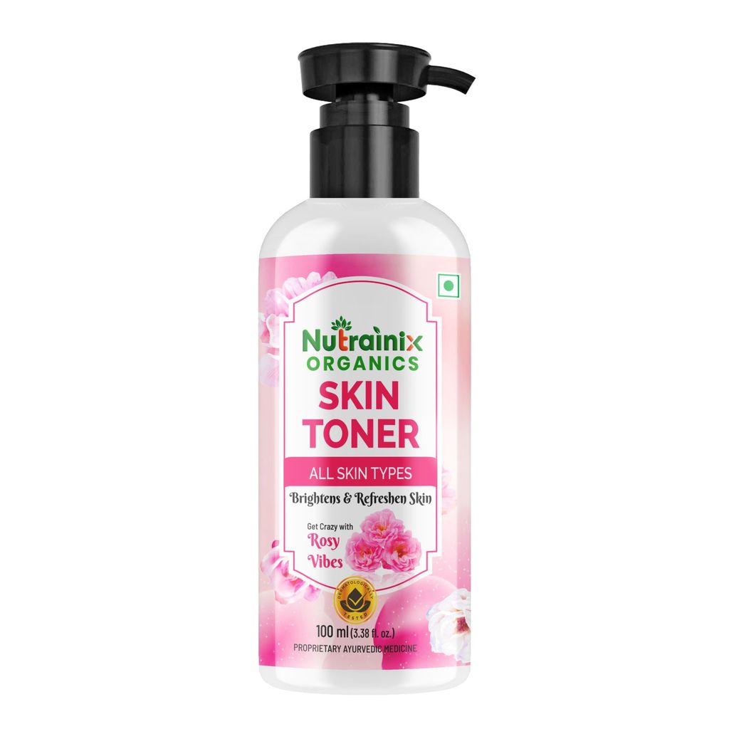 Nutrainix Organics Glow Revival Skin Toner, Rose & Aloe Hydration for Radiant, Balanced Skin - 100ml