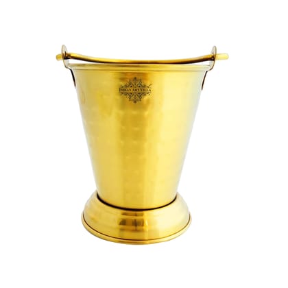 Stainless Steel With Brass Finish Serving Bucket, Serving Vegetable Rayta Dishes, 350 ML Volume