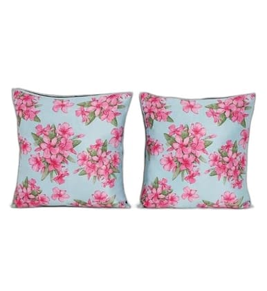 Koko Decorative Polyester Cushion Cover Set - 16x16 Inch Soft Textured Sky Blue Square Pillow Covers for Bed, Sofa, Chair - Set of 2
